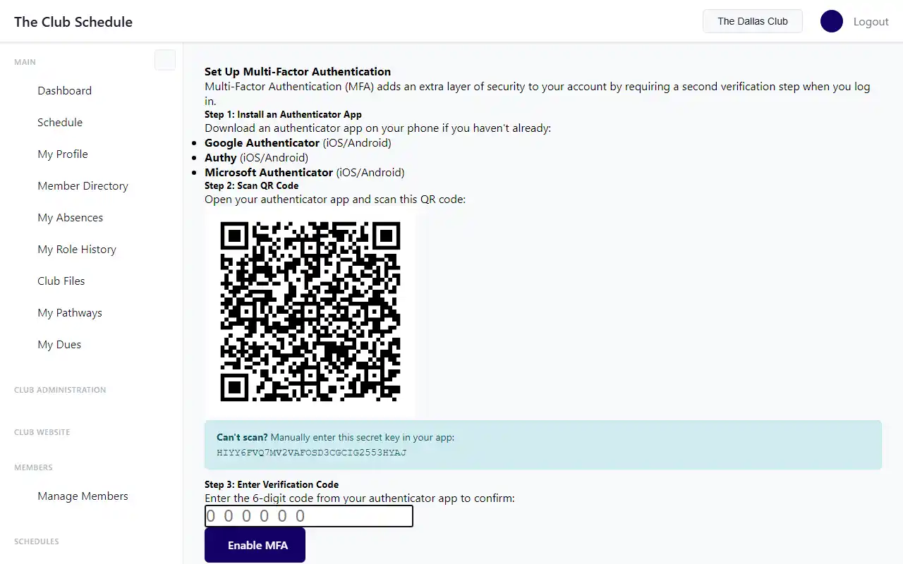 QR code for two-factor setup
